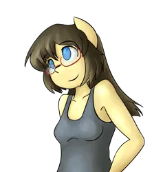 Size: 1251x1321 | Tagged: safe, alternate version, artist:spheedc, derpibooru import, oc, oc:sphee, unofficial characters only, anthro, earth pony, bipedal, clothes, digital art, female, glasses, mare, simple background, solo, tanktop, transparent background