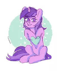 Size: 1228x1510 | Tagged: safe, artist:fioweress, derpibooru import, amethyst star, pony, unicorn, abstract background, awwmethyst star, female, heart, mare, no pupils, sitting, solo