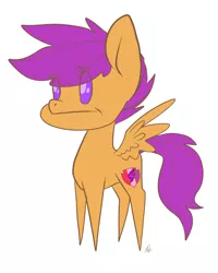 Size: 2000x2500 | Tagged: safe, artist:katyusha, derpibooru import, scootaloo, pegasus, pony, angry, disgruntled, female, filly, pointy ponies, spread wings, wings