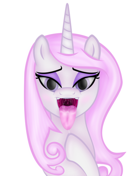 Size: 4020x5192 | Tagged: suggestive, artist:emu34b, derpibooru import, fleur-de-lis, pony, unicorn, absurd resolution, blushing, drool, imminent vore, maw, mawshot, open mouth, simple background, solo, teeth, tongue out, transparent background, uvula