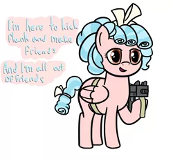 Size: 4000x3729 | Tagged: safe, artist:czu, derpibooru import, cozy glow, pegasus, pony, dialogue, female, filly, gun, imminent school shooting, m10, mac-10, machine gun, machine pistol, mare, simple background, solo, text, they live, this will end in school shooting, weapon, white background