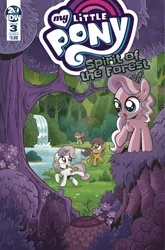 Size: 1186x1800 | Tagged: safe, derpibooru import, idw, apple bloom, diamond tiara, scootaloo, sweetie belle, earth pony, pegasus, pony, unicorn, spirit of the forest, spoiler:comic, spoiler:comicspiritoftheforest03, cover, female, filly, foal, forest, official comic, quartet, whitetail woods