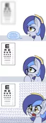 Size: 800x2132 | Tagged: safe, artist:puetsua, derpibooru import, oc, oc:eclipse lim, bat pony, pony, bat pony oc, bat wings, ear fluff, eeee, eye chart, glasses, nearsighted, solo, sweat, wings