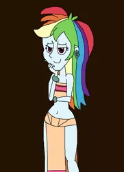 Size: 961x1329 | Tagged: safe, artist:hunterxcolleen, derpibooru import, rainbow dash, equestria girls, belly button, bracelet, chel, clothes, cosplay, costume, ear piercing, earring, jewelry, midriff, piercing, the road to el dorado