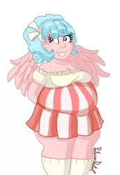 Size: 800x1162 | Tagged: safe, artist:professordoctorc, derpibooru import, cozy glow, equestria girls, chubby, clothes, dress, equestria girls-ified, fat, female, freckles, obese, solo, thick, wings