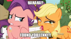 Size: 848x464 | Tagged: safe, derpibooru import, edit, edited screencap, screencap, applejack, filthy rich, spoiled rich, earth pony, pony, where the apple lies, discovery family logo, duo, duo focus, female, mare, red dead redemption, red dead redemption 2, spoiled milk, teenage applejack, teenager, younger