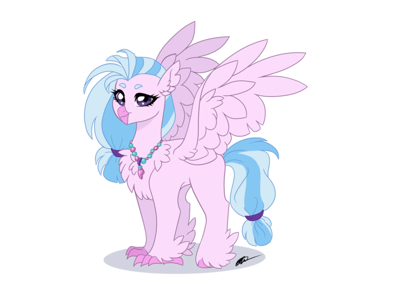Size: 1280x960 | Tagged: artist:evergreen-gemdust, chest fluff, classical hippogriff, cute, derpibooru import, diastreamies, ear fluff, hippogriff, safe, signature, silverstream, simple background, solo, transparent background