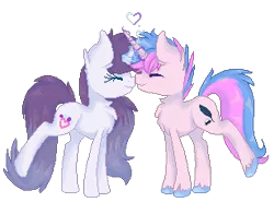 Size: 308x228 | Tagged: safe, artist:ezzerie, deleted from derpibooru, derpibooru import, oc, pony, unicorn, animated, commission, cute, duo, gif, pixel art, ship