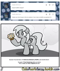 Size: 1280x1517 | Tagged: safe, artist:outofworkderpy, derpibooru import, derpy hooves, ditzy doo, pegasus, pony, comic:out of work derpy, comic, female, food, mare, muffin, no pupils, outofworkderpy, solo, style emulation, tumblr, tumblr comic