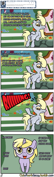 Size: 1280x4200 | Tagged: safe, artist:outofworkderpy, derpibooru import, derpy hooves, dinky hooves, pegasus, pony, unicorn, comic:out of work derpy, comic, duo, duo female, female, filly, mare, mother and child, mother and daughter, outofworkderpy, tumblr, tumblr comic