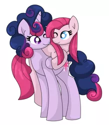 Size: 3312x3792 | Tagged: safe, artist:mississippikite, derpibooru import, pinkie pie, twilight sparkle, twilight sparkle (alicorn), alicorn, earth pony, pony, 30 day otp challenge, cute, cuteamena, diapinkes, female, lesbian, looking at each other, mare, messy mane, one eye closed, pinkamena diane pie, ponies riding ponies, riding, shipping, simple background, smiling, twiabetes, twinkie, white background