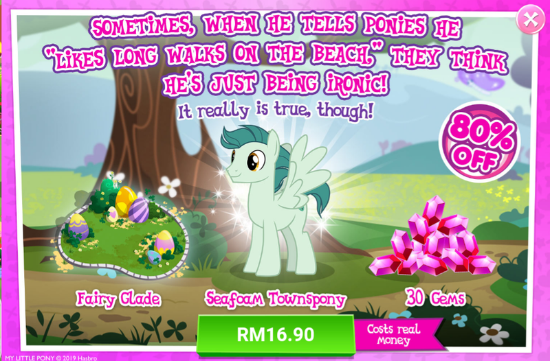 Size: 1044x686 | Tagged: safe, derpibooru import, official, ocarina green, pegasus, pony, advertisement, background pony, costs real money, gameloft, green, male, sale, stallion