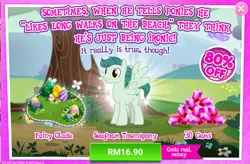 Size: 1044x686 | Tagged: safe, derpibooru import, official, ocarina green, pegasus, pony, advertisement, background pony, costs real money, gameloft, green, male, sale, stallion