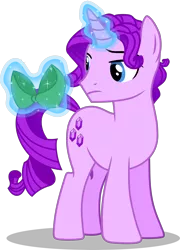 Size: 2458x3415 | Tagged: safe, artist:tacos67, derpibooru import, oc, oc:amethyst, pony, bow, magic, male, simple background, solo, stallion, transparent background