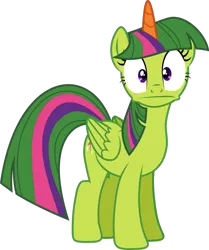 Size: 817x978 | Tagged: safe, artist:valadrem, derpibooru import, edit, vector edit, thorax, twilight sparkle, twilight sparkle (alicorn), alicorn, changedling, changeling, pony, colored horn, female, horn, king thorax, looking at you, mare, palette swap, recolor, simple background, transparent background, vector