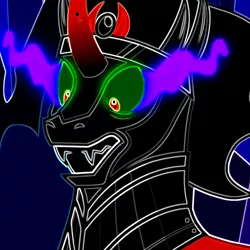 Size: 714x714 | Tagged: safe, derpibooru import, edit, edited screencap, screencap, king sombra, pony, unicorn, the beginning of the end, cropped, crystal, crystal empire, dark magic, fear, greatest fear, magic, solo, sombra eyes