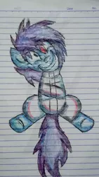 Size: 2304x4096 | Tagged: safe, artist:renfred456, derpibooru import, oc, pony, asylum, bondage, insanity, lined paper, smiling, straitjacket, traditional art