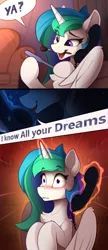 Size: 1300x3016 | Tagged: safe, artist:yakovlev-vad, derpibooru import, princess celestia, princess luna, alicorn, pony, blushing, brush, chest fluff, comic, dialogue, duo, eye clipping through hair, eyebrows, eyebrows visible through hair, female, g4, glow, glowing horn, hooves to the chest, horn, image, lacrimal caruncle, levitation, magic, mare, mouth hold, nail file, nervous, open mouth, partially open wings, phone, phone call, png, prank call, royal sisters, shoulder fluff, shrunken pupils, siblings, sisters, slender, speech bubble, sternocleidomastoid, sweat, telekinesis, thin, wing hold, wings