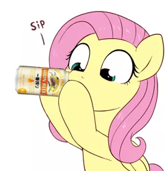 Size: 1033x1071 | Tagged: safe, artist:moozua, derpibooru import, edit, fluttershy, pegasus, pony, alcohol, beer, drinking, female, kirin beer, kirin ichiban, mare, simple background, sipping, solo