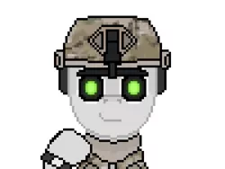 Size: 900x675 | Tagged: artist:lietiejackson, bust, camouflage, clothes, combat shirt, derpibooru import, f.a.s.t helmet, goggles, headphones, helmet, looking at you, male, military, multicam, navy seal, night vision goggles, oc, oc:heartshot, pixel art, portrait, safe, scarf, semi-anthro, simple background, smiling, smiling at you, solo, unofficial characters only, watch, white background