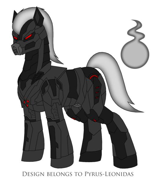 Size: 1380x1558 | Tagged: safe, artist:pyrus-leonidas, derpibooru import, ponified, cyborg, earth pony, pony, series:mortal kombat:defenders of equestria, crossover, male, mortal kombat, red eyes, signature, simple background, smoke (mortal kombat), solo, stallion, transparent background