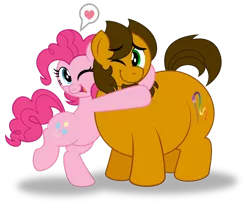 Size: 1920x1596 | Tagged: safe, artist:aleximusprime, derpibooru import, pinkie pie, oc, oc:alex the chubby pony, earth pony, pony, alex the chubby pony, big, chubby, cute, daaaaaaaaaaaw, diabetes, fat, friends, hug, one eye closed, pictogram, plump, simple background, transparent background, wink