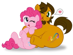 Size: 1920x1452 | Tagged: safe, artist:aleximusprime, derpibooru import, pinkie pie, oc, oc:alex the chubby pony, earth pony, pony, buddies, chubby, cute, diabetes, fat, friends, heart, hug, hug from behind, one eye closed, pictogram, plump, simple background, transparent background, wink