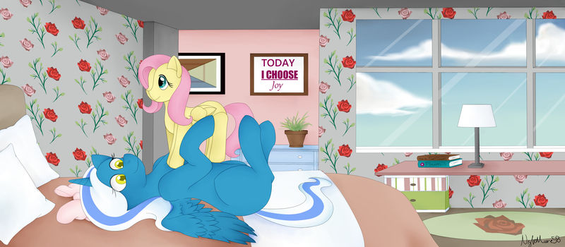 Size: 5768x2520 | Tagged: alicorn, alicorn oc, artist:nightmare58, bed, bedroom, book, bow, cloud, cute, derpibooru import, female, flower, fluttershy, hair bow, horn, lamp, laying on bed, looking up, lying down, mare, microsoft, oc, oc:fleurbelle, on bed, paintings, pillow, pink bow, plant, plushie, ribbon, rug, safe, scenery, sky, wallpaper, window, windows, wings, yellow eyes