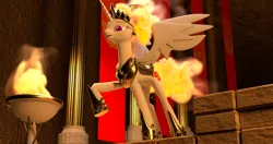 Size: 2048x1080 | Tagged: safe, artist:twilighlot, derpibooru import, nightmare star, pony, 3d, autodesk maya, castle, fire