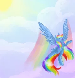 Size: 1226x1280 | Tagged: safe, artist:blazedthylacine, derpibooru import, rainbow dash, pegasus, pony, female, flying, mare, rainbow