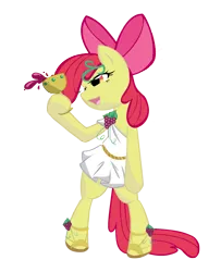 Size: 1627x2000 | Tagged: source needed, safe, artist:bamboodog, derpibooru import, edit, apple bloom, earth pony, pony, alcohol, bacchus, bipedal, bow, clothes, drunk, drunker bloom, female, food, grapes, greek, hair bow, hoof hold, laurel wreath, mare, older, older apple bloom, roman, sandals, shoes, simple background, solo, toga, tunic, vine, wine
