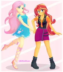 Size: 3500x4000 | Tagged: safe, artist:katakiuchi4u, derpibooru import, fluttershy, sunset shimmer, equestria girls, clothes, cute, female, smiling