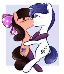 Size: 1242x1424 | Tagged: safe, artist:lilliesinthegarden, derpibooru import, oc, oc:peachypups, oc:protocat, unofficial characters only, pony, kissing, love