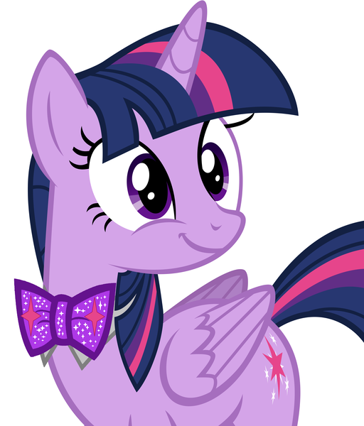 Size: 4048x4744 | Tagged: safe, artist:deathnyan, artist:disneymarvel96, derpibooru import, edit, vector edit, twilight sparkle, twilight sparkle (alicorn), alicorn, pony, bowtie, bowties are cool, female, happy, mare, simple background, smiling, solo, sparkly, vector, white background