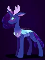 Size: 1536x2047 | Tagged: artist:incendiaryboobs, changedling, changedlingified, changeling, changelingified, derpibooru import, female, princess luna, purple background, safe, simple background, solo, species swap