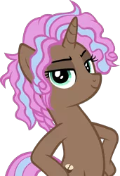 Size: 3267x4778 | Tagged: safe, artist:ironm17, derpibooru import, cocoa candy, pony, unicorn, bipedal, hooves on hips, looking at you, pose, simple background, smiling, smug, solo, transparent background, vector