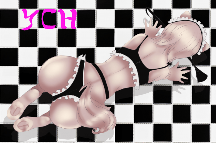 Size: 700x466 | Tagged: anthro, artist:mdwines, ass, auction, bra, butt, clothes, commission, derpibooru import, female, hooves, maid, oc, panties, pants, questionable, riding crop, sketch, slave, solo, submission, submissive, underwear, unofficial characters only, ych example, your character here