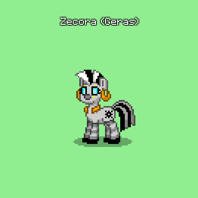 Size: 392x392 | Tagged: safe, deleted from derpibooru, derpibooru import, zecora, pony, zebra, pony town, ear piercing, earring, geras, jewelry, mortal kombat, piercing, smiling, text