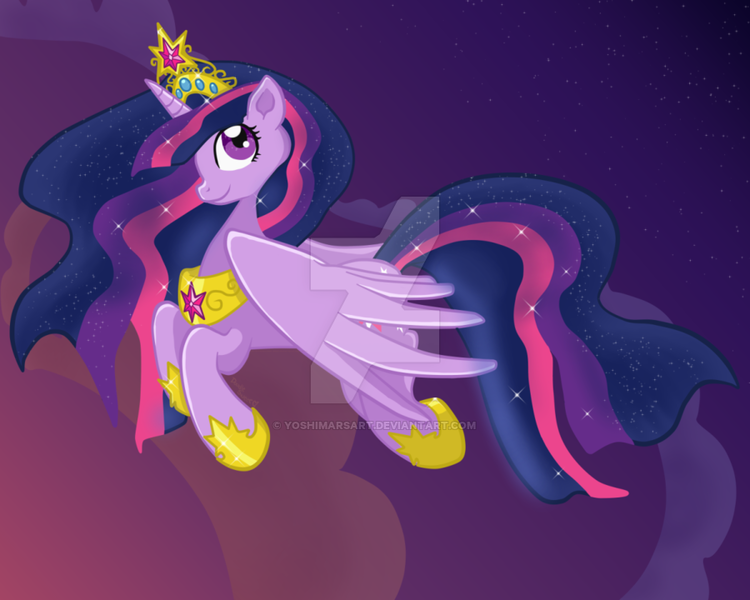 Size: 900x720 | Tagged: safe, artist:yoshimarsart, derpibooru import, twilight sparkle, twilight sparkle (alicorn), alicorn, pony, big crown thingy, deviantart watermark, element of magic, jewelry, obtrusive watermark, regalia, solo, watermark