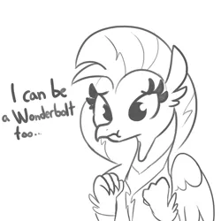 Size: 825x825 | Tagged: safe, artist:tjpones, derpibooru import, silverstream, classical hippogriff, hippogriff, uprooted, 30 minute art challenge, ambition, clothes, cute, diastreamies, female, lineart, non-pegasus wonderbolt, solo, uniform, wonderbolt silverstream, wonderbolt trainee uniform