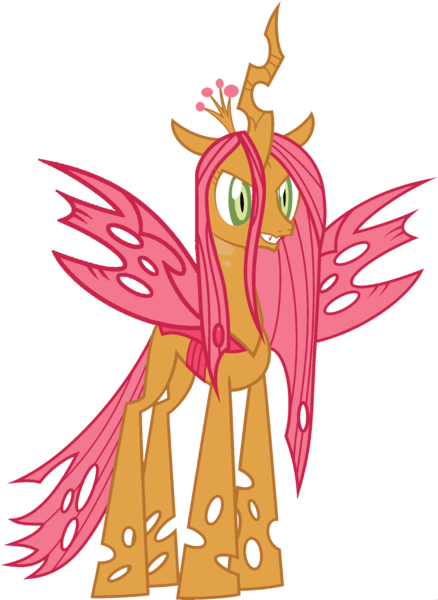 Size: 1823x2500 | Tagged: babs seed, changeling, changeling queen, derpibooru import, edit, female, fusion, orange changeling, palette swap, ponyar fusion, queen chrysalis, recolor, safe, simple background, solo, transparent background, vector, vector edit
