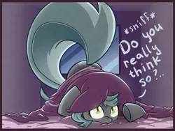 Size: 1280x960 | Tagged: safe, artist:az-pekt, derpibooru import, oc, oc:grey mouse, unofficial characters only, bat pony, pony, ask grey mouse, ass up, bed, female, looking at you, mare, solo, talking to viewer