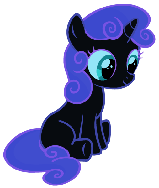 Size: 1500x1776 | Tagged: safe, derpibooru import, edit, vector edit, nightmare moon, sweetie belle, pony, unicorn, ponyar fusion, female, filly, foal, fusion, palette swap, recolor, simple background, sitting, solo, transparent background, vector