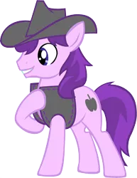 Size: 1920x2482 | Tagged: safe, derpibooru import, edit, vector edit, braeburn, starlight glimmer, earth pony, pony, ponyar fusion, cowboy hat, fusion, hat, hoof on chest, palette swap, recolor, simple background, smiling, solo, teeth, transparent background, vector