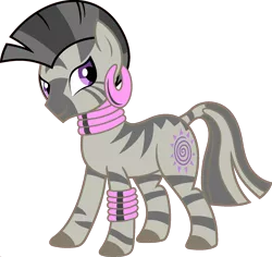 Size: 1920x1810 | Tagged: derpibooru import, ear piercing, earring, edit, female, fusion, jewelry, leg rings, mare, neck rings, octavia melody, palette swap, piercing, ponyar fusion, purple eyes, recolor, safe, simple background, solo, transparent background, vector, vector edit, zebra, zecora