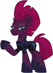 Size: 8024x11054 | Tagged: safe, artist:ejlightning007arts, derpibooru import, tempest shadow, pony, unicorn, my little pony: the movie, absurd resolution, armor, broken horn, eye scar, female, happy, horn, raised hoof, scar, simple background, smiling, solo, transparent background, vector