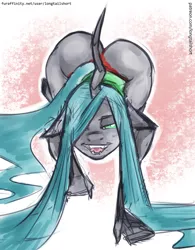 Size: 800x1024 | Tagged: all fours, anthro, artist:longtailshort, ass up, bedroom eyes, bugbutt, butt, changeling, clothes, crawling, derpibooru import, fangs, female, hair over one eye, long hair, looking at you, open mouth, panties, queen chrysalis, red underwear, sketch, solo, solo female, suggestive, thong, underwear