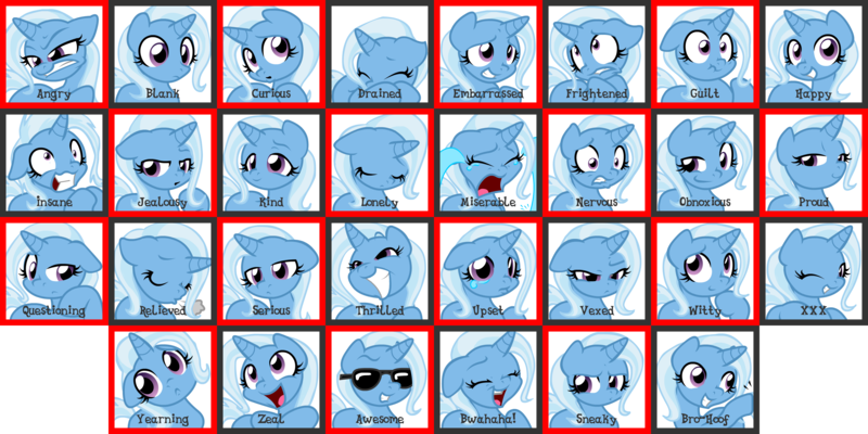 Size: 3600x1800 | Tagged: safe, artist:inkwell, derpibooru import, trixie, pony, emotion meme, emotions, facial expressions