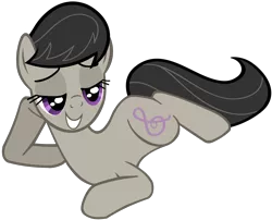 Size: 3551x2872 | Tagged: safe, artist:iamthegreatlyra, derpibooru import, octavia melody, earth pony, pony, bedroom eyes, damn sexy pose, draw me like one of your french girls, female, lidded eyes, mare, missing accessory, on stomach, pose, sexy, simple background, smiling, solo, stupid sexy octavia, transparent background, vector