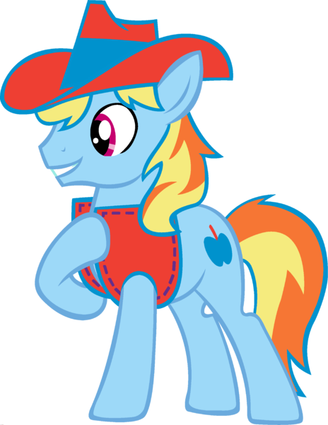 Size: 1920x2482 | Tagged: safe, derpibooru import, edit, vector edit, braeburn, rainbow dash, earth pony, pony, ponyar fusion, cowboy hat, fusion, hat, hoof on chest, male, palette swap, recolor, simple background, solo, stallion, transparent background, vector